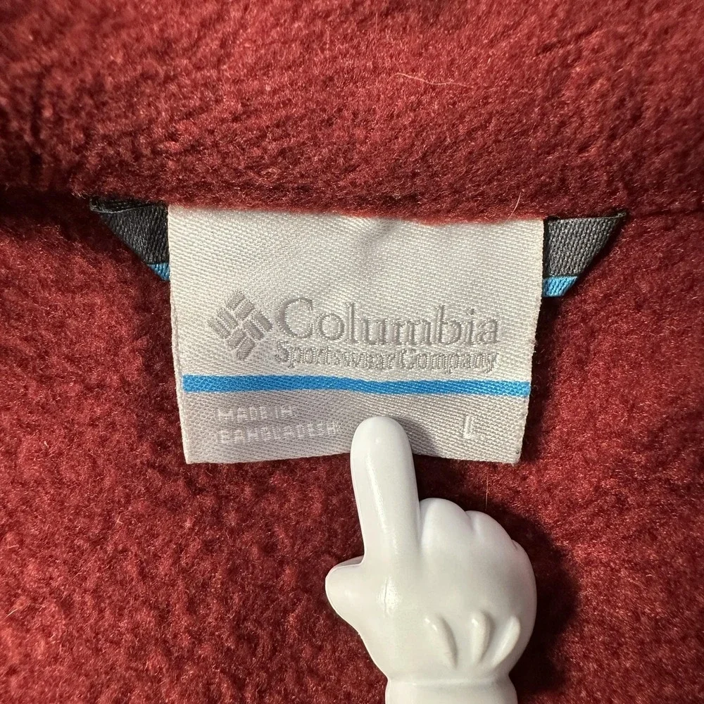 Columbia Jacket Mens Large Red Gray Fleece Full Zip Pockets Outdoor Hiking